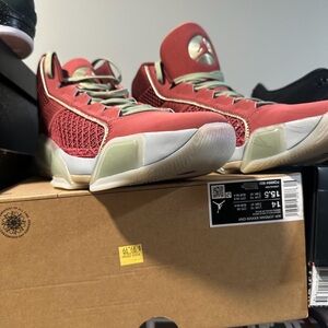 Jordan 38s Red and White Sneakers